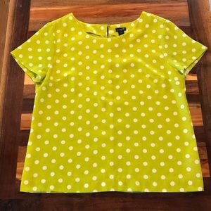 J Crew Lime Polka Dot Top